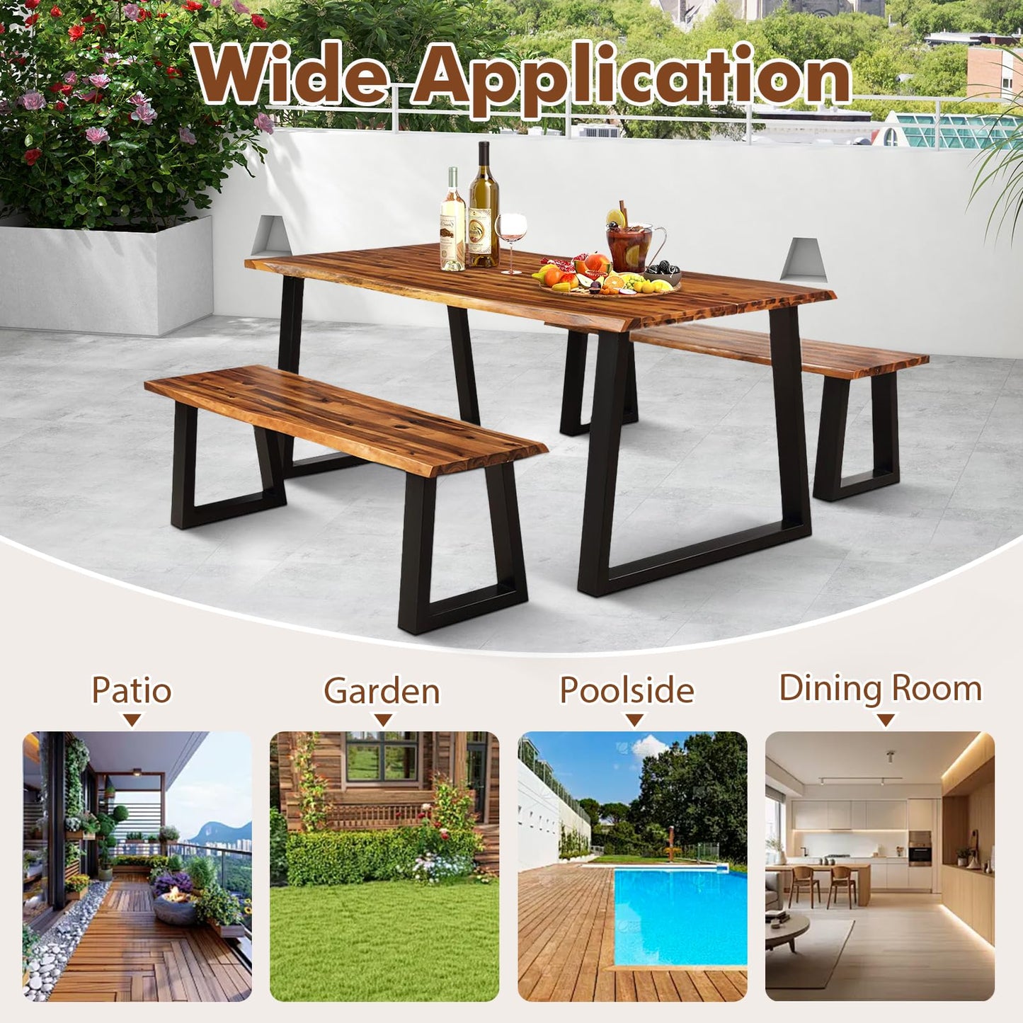 Tangkula Outdoor Bench 2 Person Set