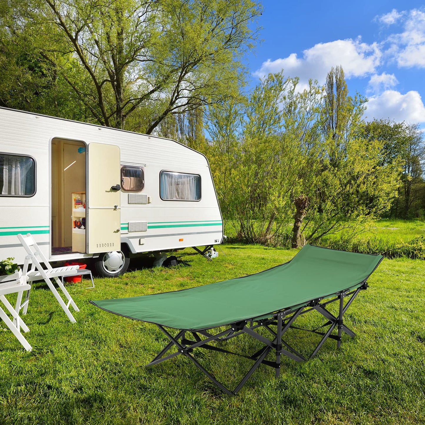 Tangkula Foldable Camping Cot, Portable Sleeping Cot with Carrying Bag