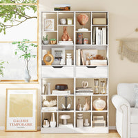 Tangkula 71” Tall Open Bookcase with Drawer 10-Cube Display Storage Cabinet Organizer(1/2)