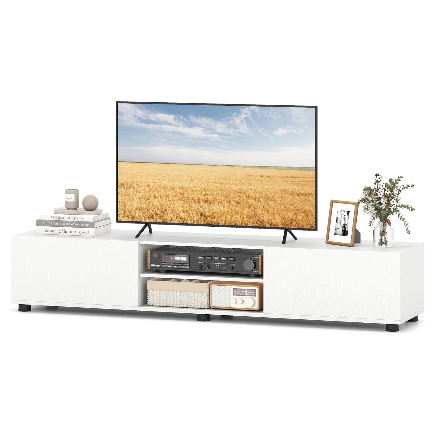 Tangkula Modern TV Stand for up to 70” TVs 63”L Minimalist Entertainment Center