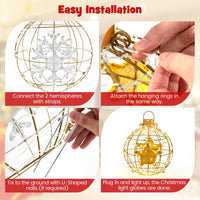 Tangkula 3 Sizes Christmas LED Lighted Sphere Balls, Holiday Globe Lights for Indoor/Outdoor Party Decorations ( 25"+21"+16" )