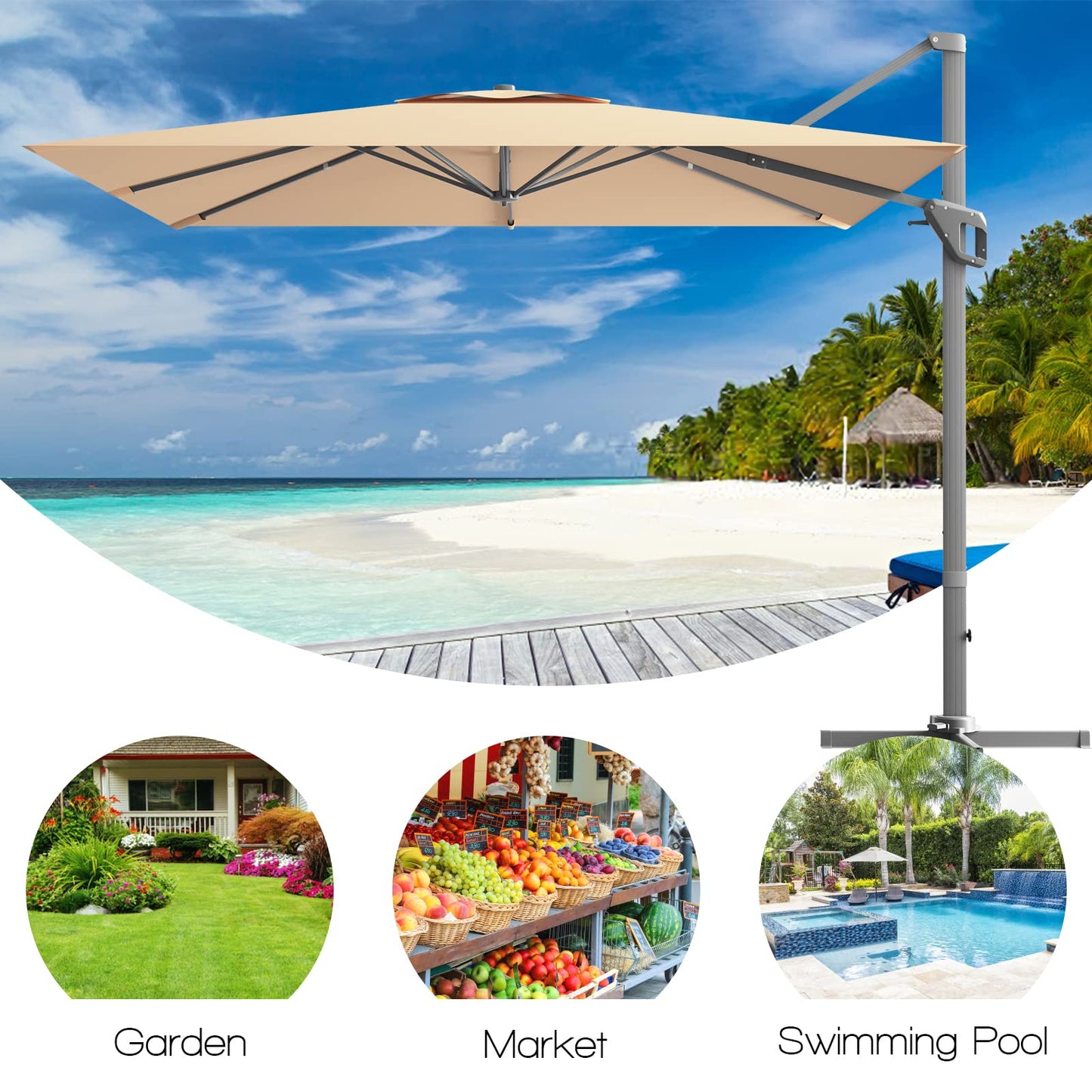Tangkula 10FT Patio Cantilever Umbrella for Garden