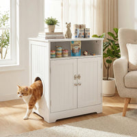 Tangkula Litter Box Enclosure Wooden Enclosed Cat Box Cabinet(23.5 Inch)