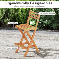 Tangkula Patio Folding Barstool Set with Backrest & Footrest
