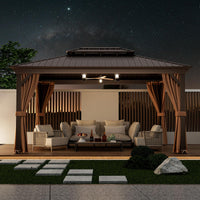 Tangkula 12x16 Ft Hardtop Double-Roof Patio Gazebo