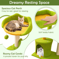 Arbre à chat Tangkula Palm de petite taille avec perchoir supérieur, condo et feuilles vertes pour chats d'intérieur