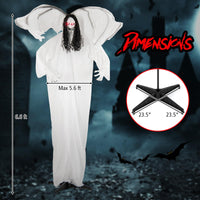Tangkula 6.6 Feet Halloween Animatronic Standing Angel with Sound-Activated Light-up Eyes and Flapping Wings