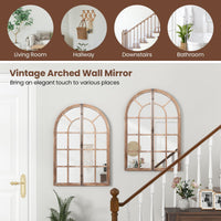 Tangkula 24" x 34" Arched Window Mirror, Farmhouse Decorative Arch Mirror