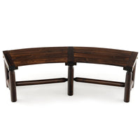 Tangkula Patio Curved Bench, Carbonized Wood Dining Bench for Round Table, Spacious & Slatted Seat