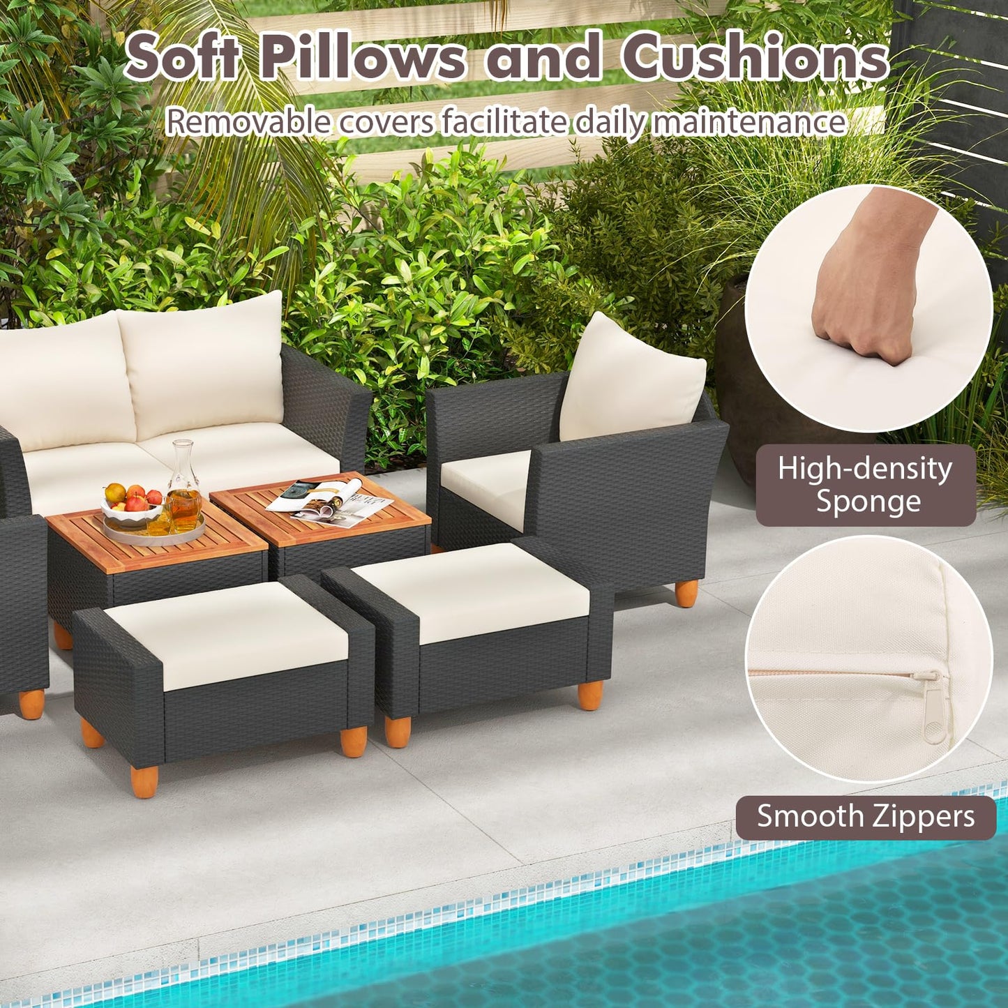 Tangkula 7 Pieces Patio Furniture Set with Loveseat