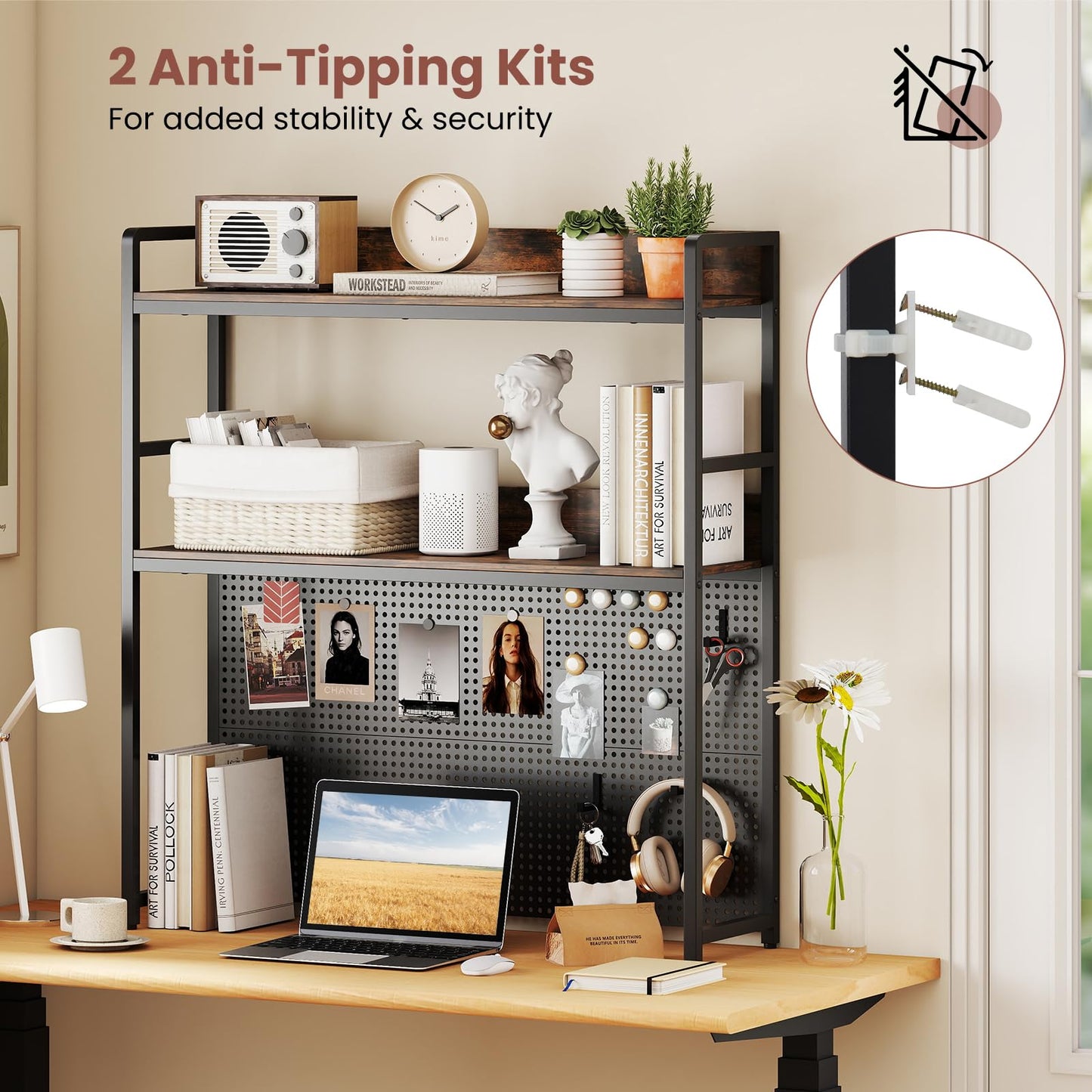 Tangkula Desktop Bookshelf, Multipurpose 2-Tier Desk