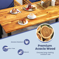 Tangkula 7 Piece Patio Dining Set Acacia Wood Dining Chair & Table Set