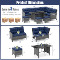 Tangkula 7 Pieces PE Rattan Patio Dining Set