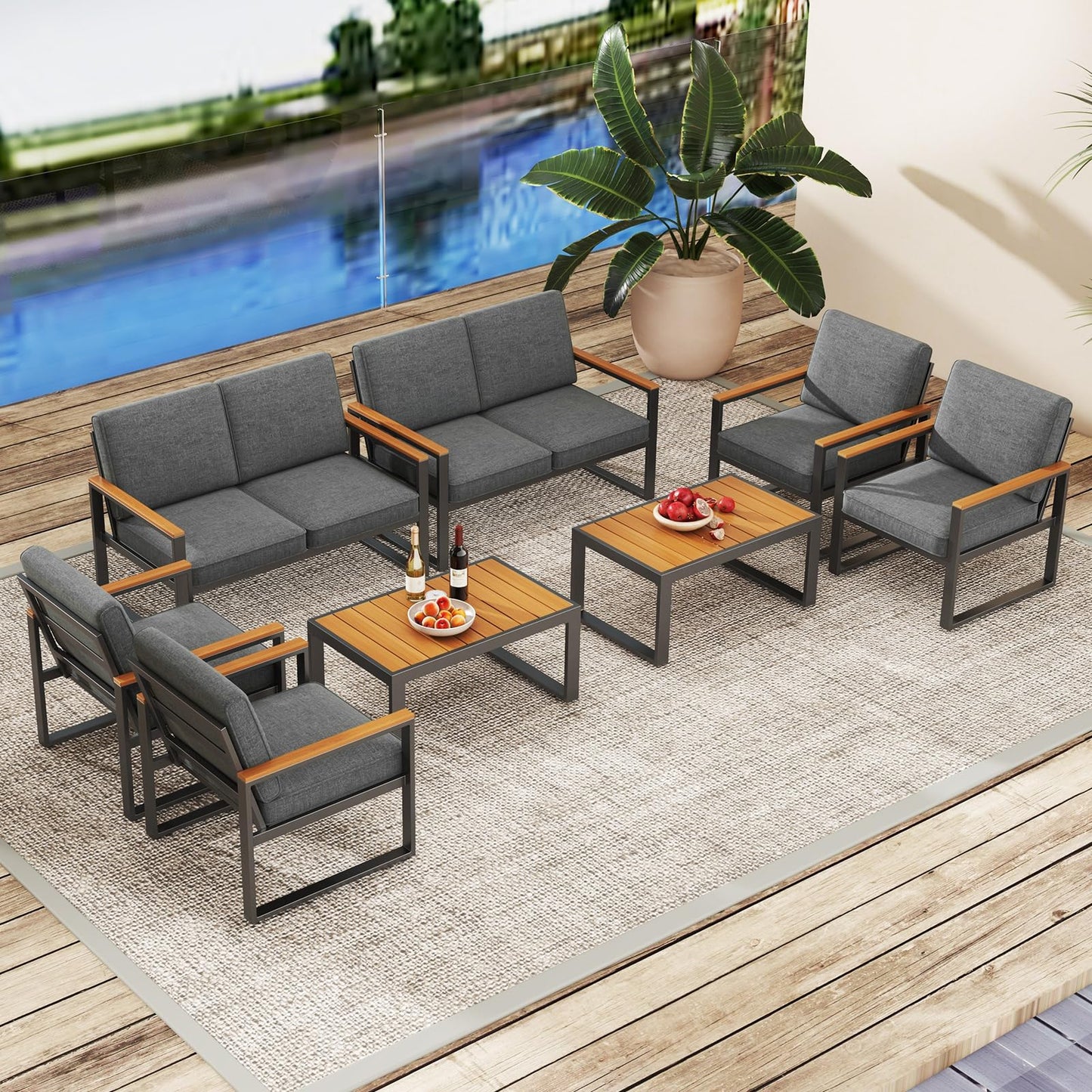 Tangkula Patio Aluminum Sofa Set of 2 for Balcony