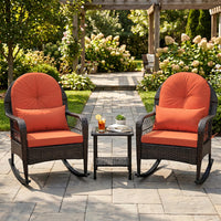 Tangkula Outdoor Wicker Rocking Chair w/Soft Cushions