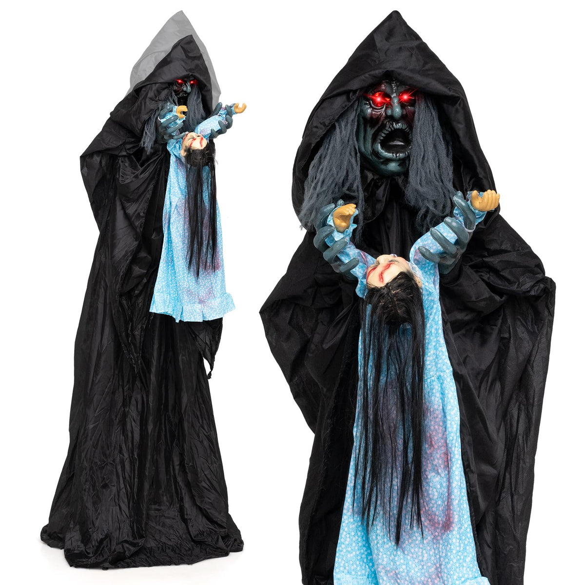 Tangkula 7.2 FT Animated Halloween Standing Devil Catching Doll Decorations
