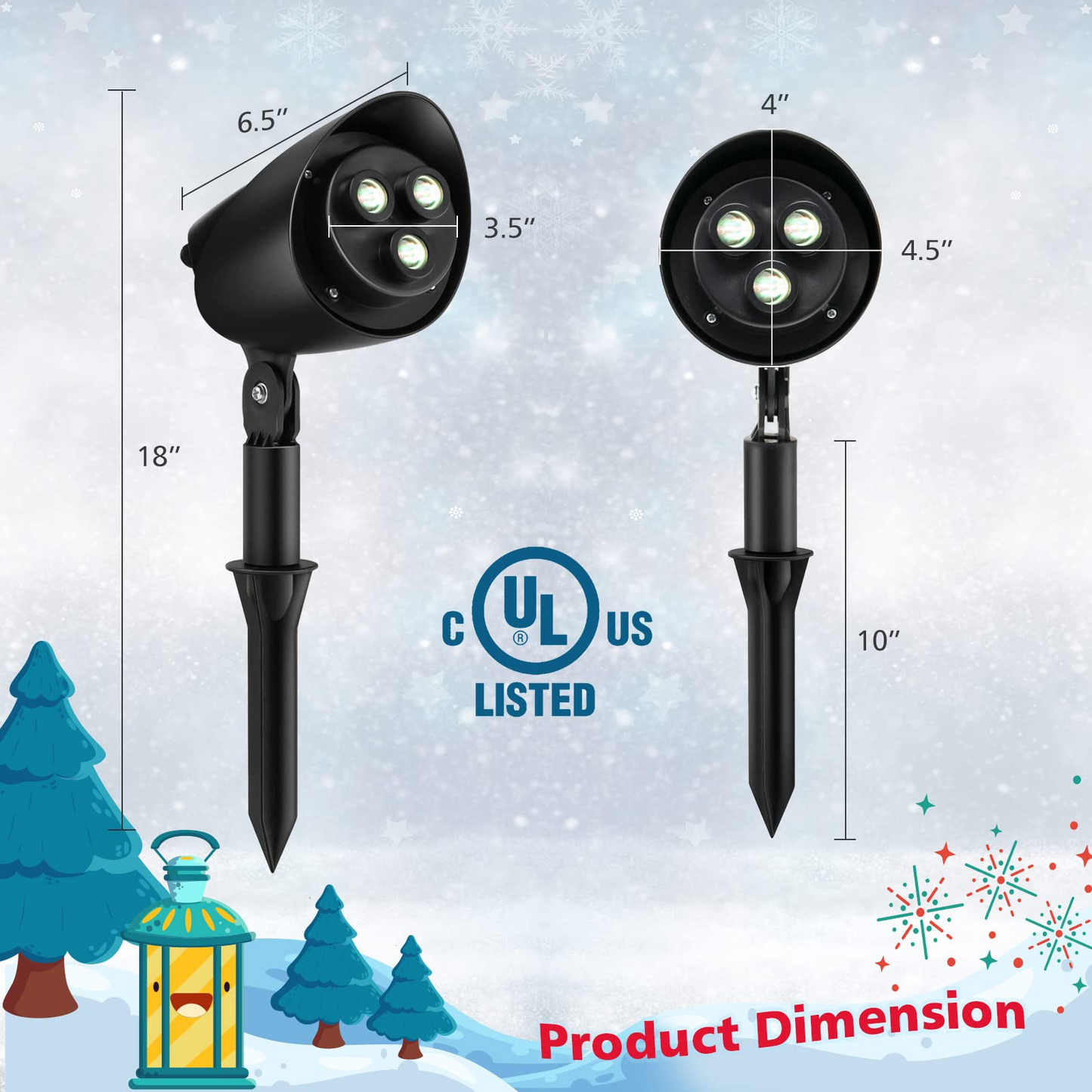 Tangkula Christmas Santa Claus on Sleigh Projector Light, Rotating LED Projection Lamp with 60-degree Adjustable Angle