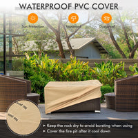 Tangkula 2 Piece Outdoor Propane Fire Pit Table Set with Hideaway Propane Tank Holder