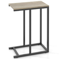 Tangkula C-Shaped End Table Slide Under Couch TV Tray
