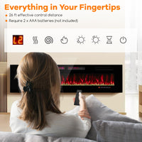 Tangkula 72 Inches Recessed & Wall Mounted WiFi Enabled Electric Fireplace