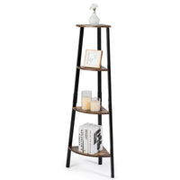 Industrial Corner Shelf, 4-Tier Ladder Bookshelf, Metal Frame Storage Rack