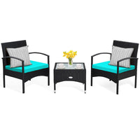 3 Pieces Patio Rattan Conversation Set - Tangkula