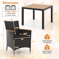 Tangkula 5 Pieces Patio Dining Table Set for 4 with Umbrella Hole