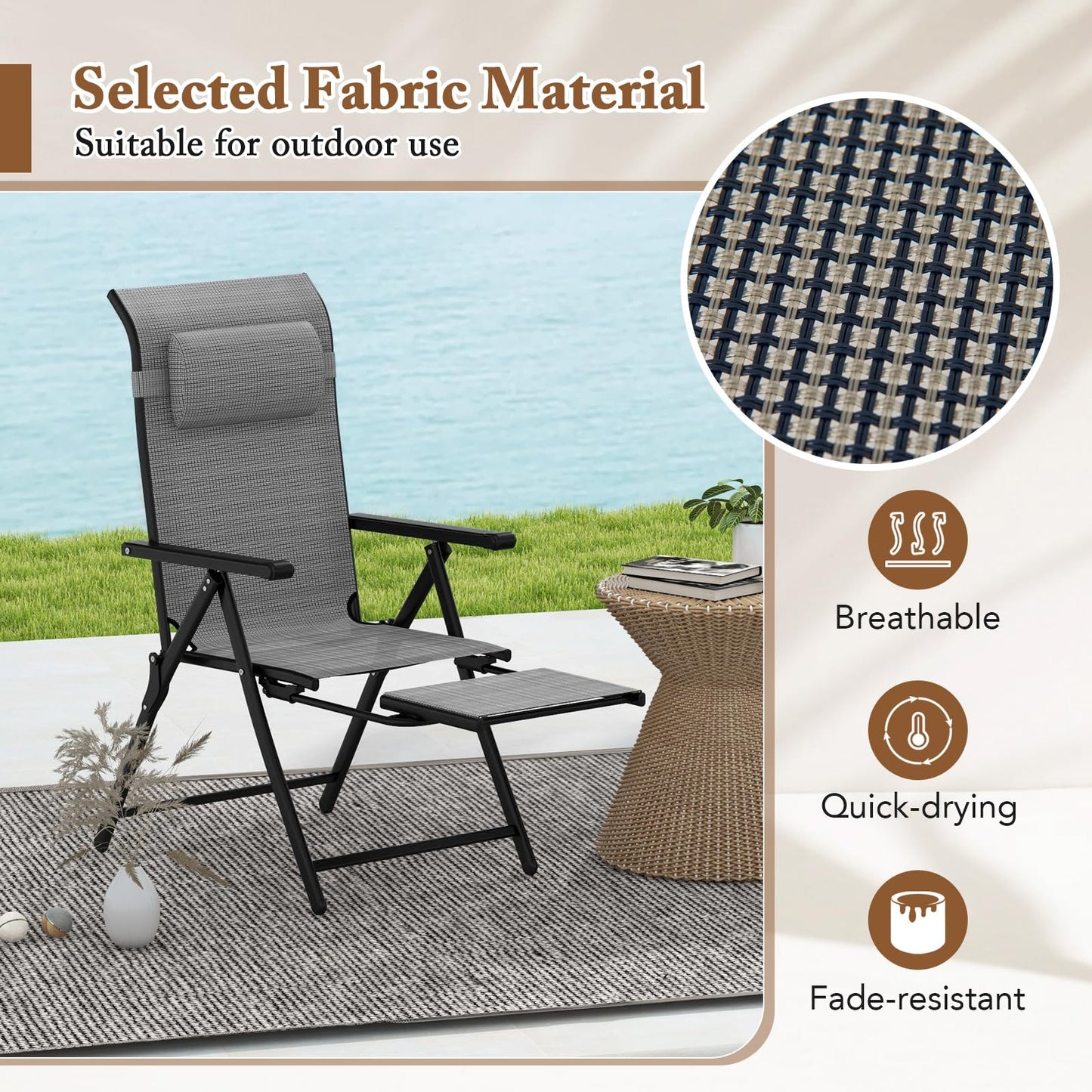 Tangkula Folding Patio Chairs Set