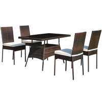 Tangkula 5 Piece Patio Wicker Dining Set for Balcony Patio Garden Poolside