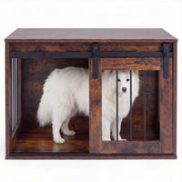 Tangkula Farmhouse Wooden Dog Crate Furniture