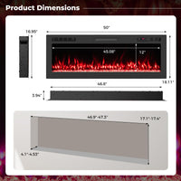Tangkula 50” Wi-Fi Enabled Electric Fireplace