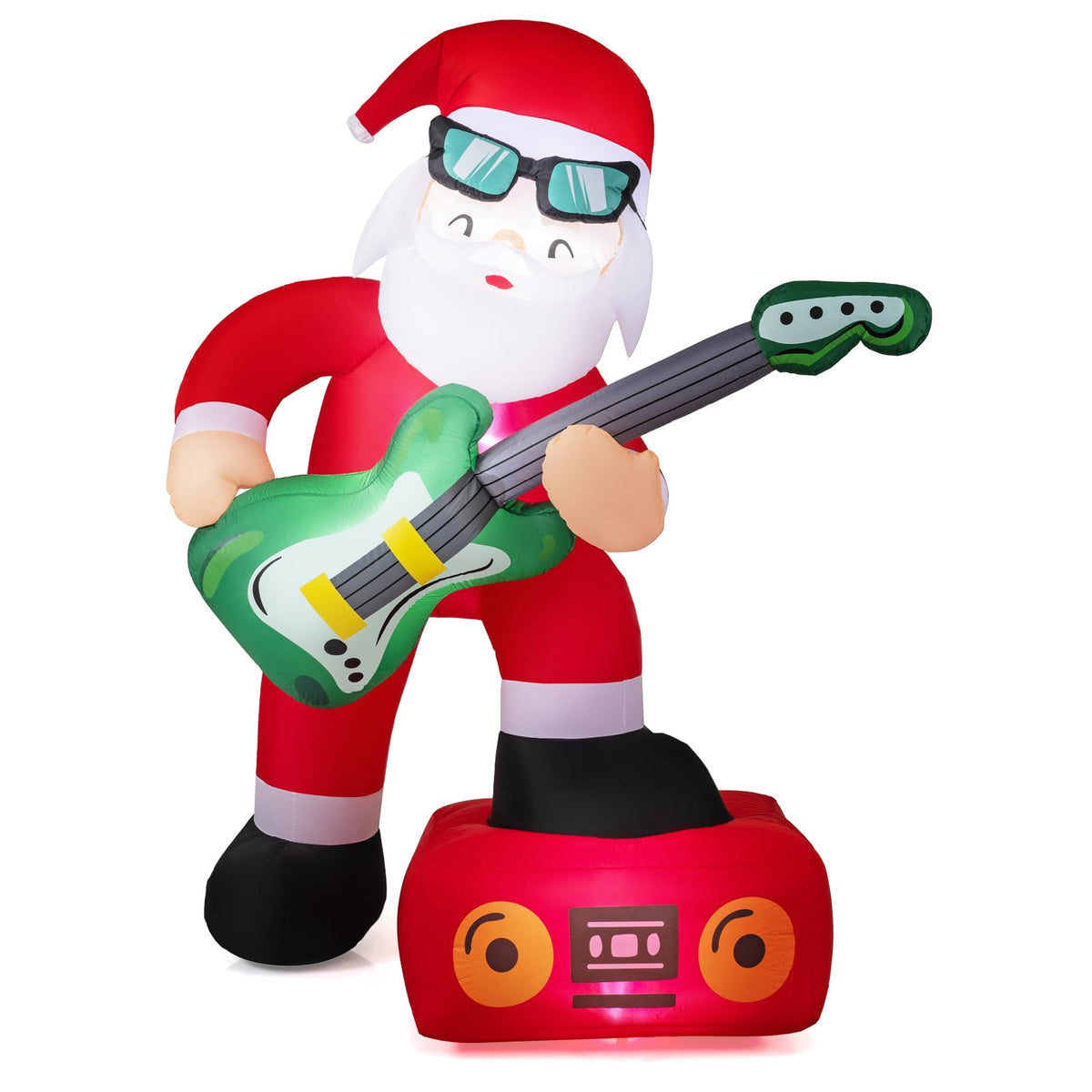 Tangkula 8 FT Christmas Inflatable Santa Claus Plays Guitar Decoration