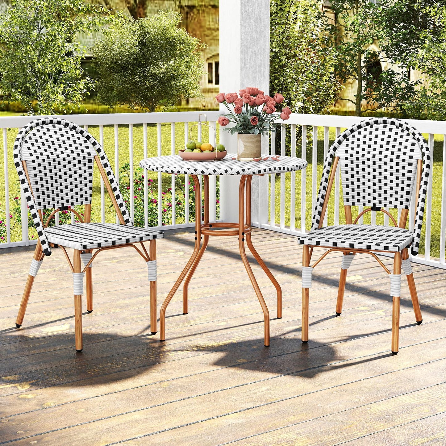 Tangkula 3 Piece French Bistro Table Chair Set