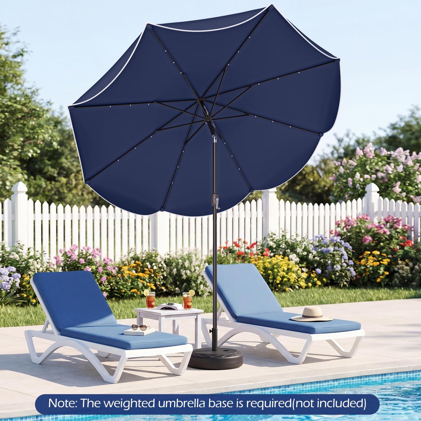 Tangkula 9 FT Solar Patio Umbrella with 24 LED Lights