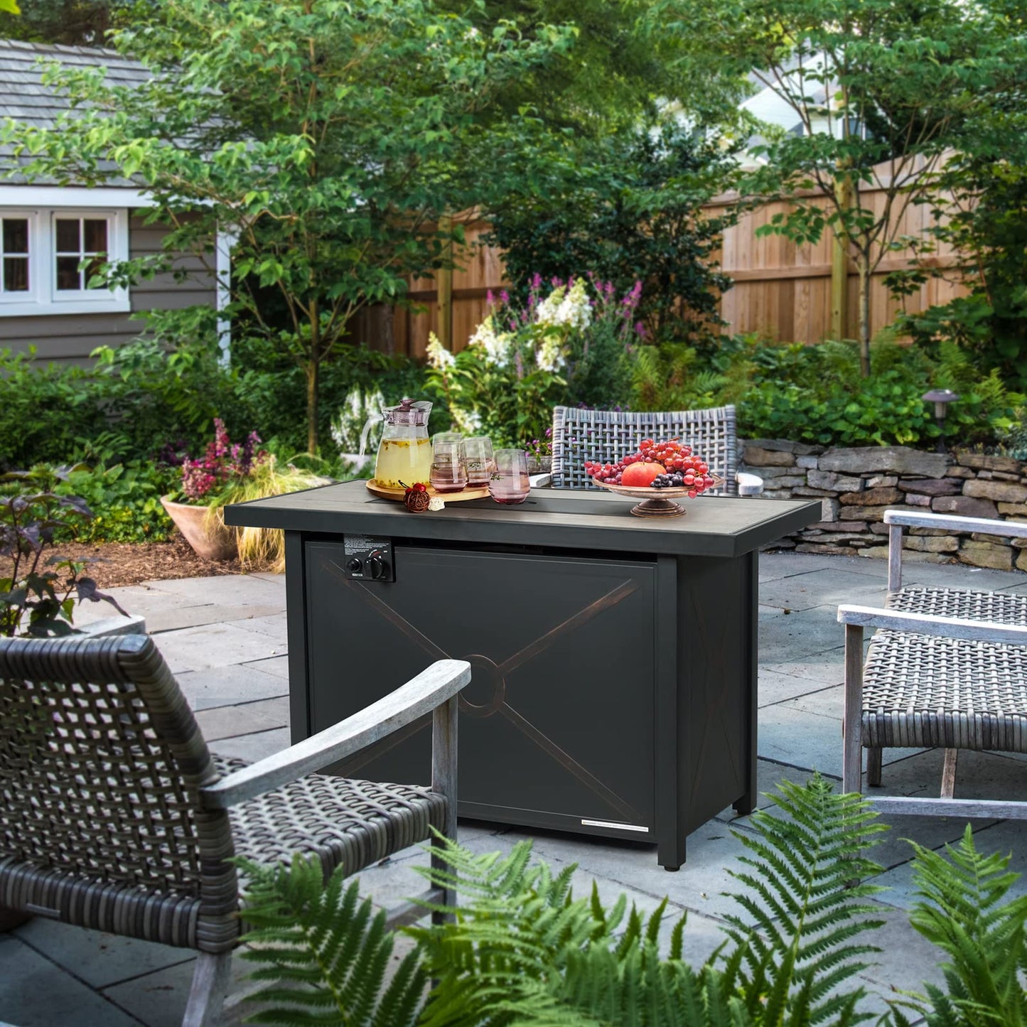 Tangkula 42 Inch Propane Fire Pit Table