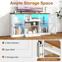 Tangkula Farmhouse LED TV Stand for TV up to 65 Inch