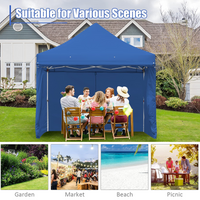 Tangkula 10x10ft Ez Pop up Canopy Tent, Commercial Instant Canopy with 8 Removable Zippered Sidewalls & Extended Awning