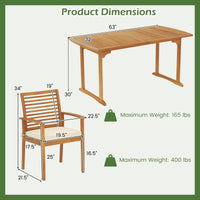 Tangkula 7 Piece Patio Acacia Wood Dining Set for 6