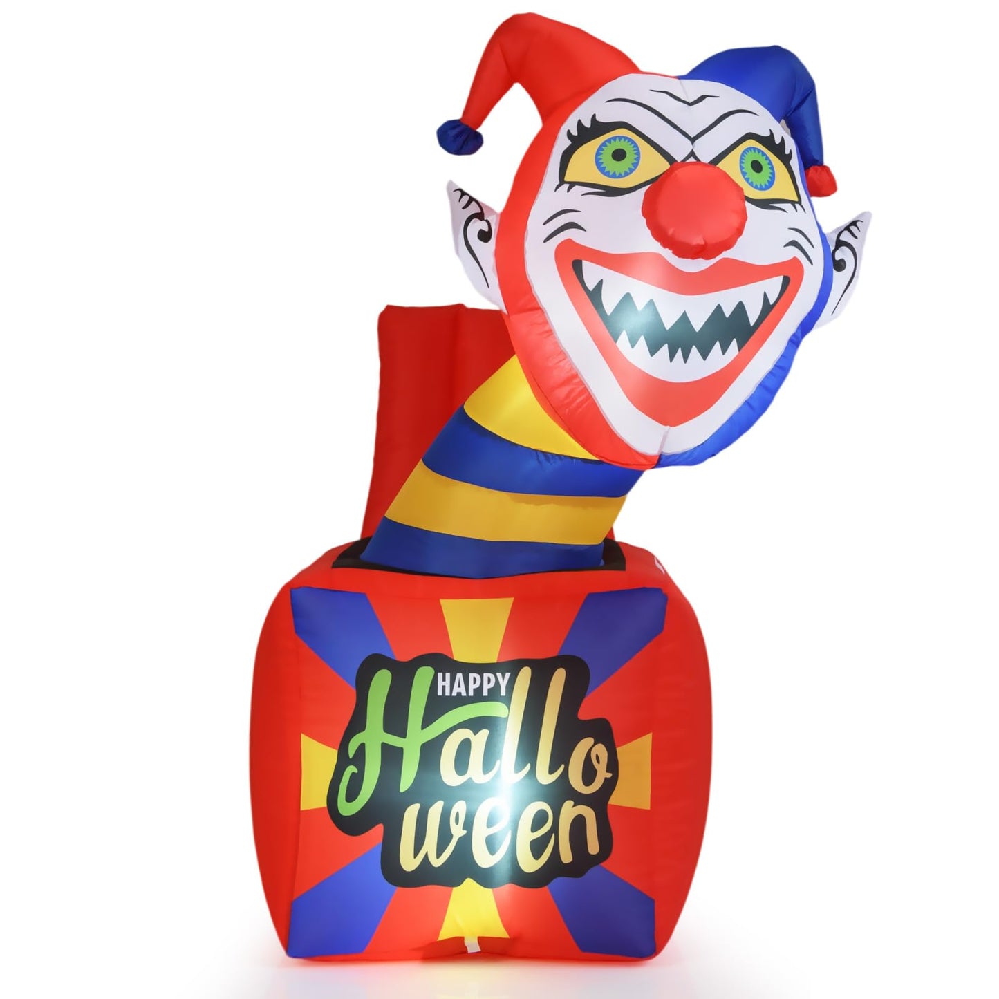 Tangkula 5 Ft Halloween Inflatable Clown with LED Lights for Indoor Outdoor Porch