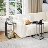 Tangkula C Shaped Side Table for Living Room Bedroom Patio Balcony