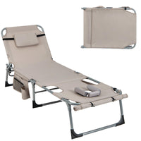 Tangkula Tanning Chair, Outdoor Folding Beach Lounge Chair with Face Hole