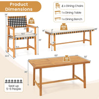 Tangkula 3 Piece Patio Dining Set for 4 People with 1.97” Umbrealla Hole & 2 Cushioned Bench