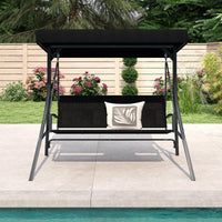 Tangkula 3 Person Wicker Porch Swing for Backyard