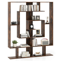 Tangkula Irregular Wooden Bookshelf Geometric Bookcase
