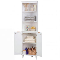 Tangkula Corner Bathroom Floor Cabinet 68" Tall Storage Cabinet