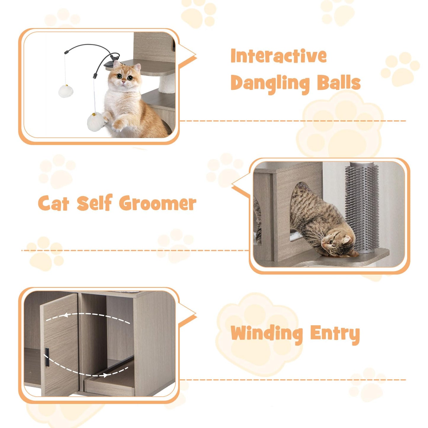 Cat Tree with Litter Box Enclosure - Tangkula