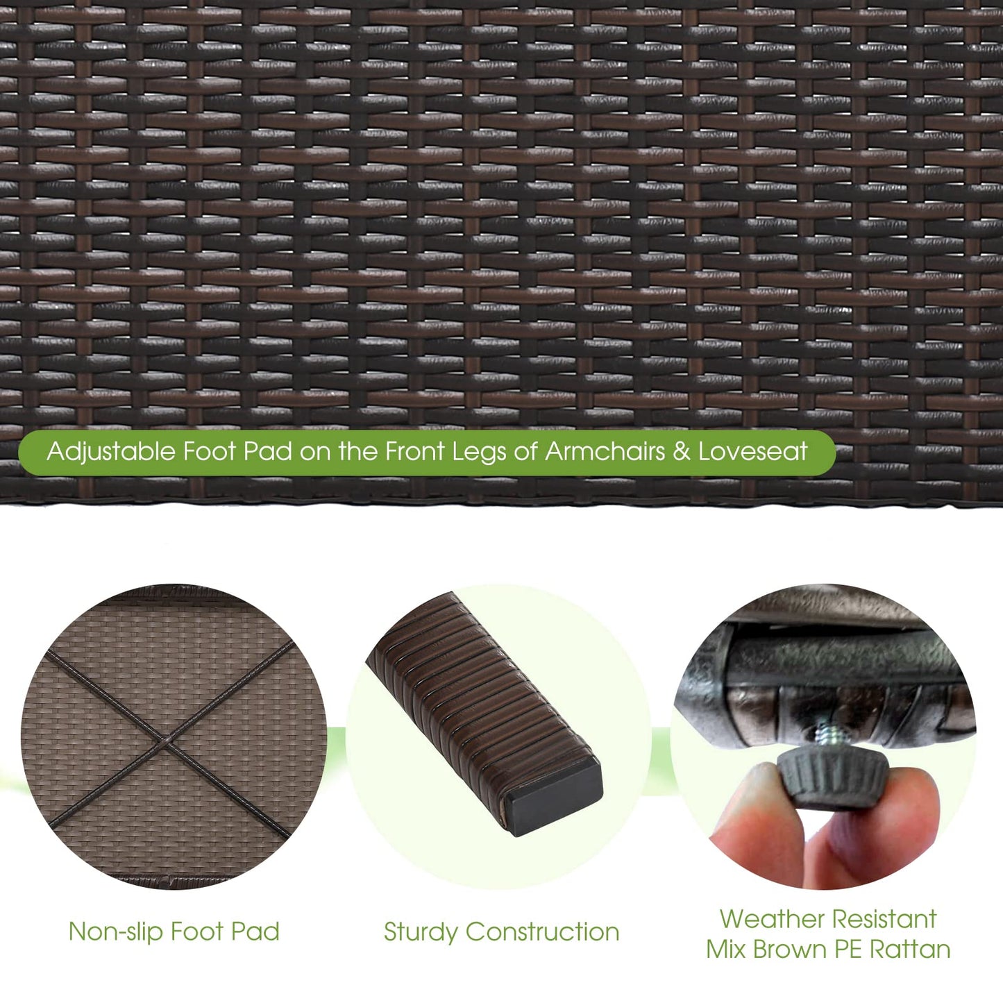 Tangkula 7 Pieces Patio Furniture Set, Outdoor Rattan Conversation Set with Waterproof Cover
