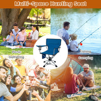 Tangkula Swivel Camping Chair, Portable Lawn Chair with Cup Holder, Storage Pocket, Carrying Bag