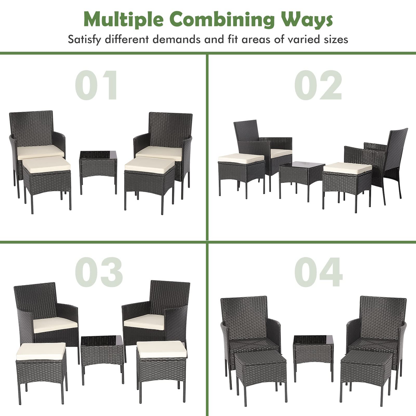 Tangkula 5 Piece Outdoor Wicker Sofa Set