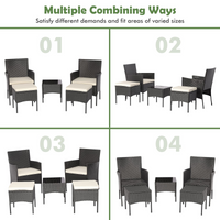 Tangkula 5 Piece Outdoor Wicker Sofa Set